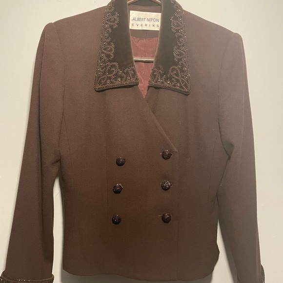 Beautiful Brown Albert Nipon Wool Jacket M - Picture 5 of 8